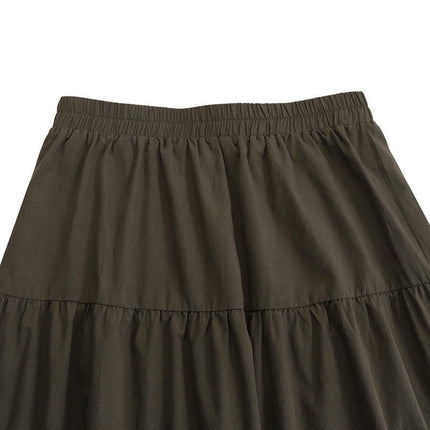 Women's Summer Boho Flowy Swing Tiered A-Line Maxi Skirt Elastic Waist Pleated Long Beach Dress