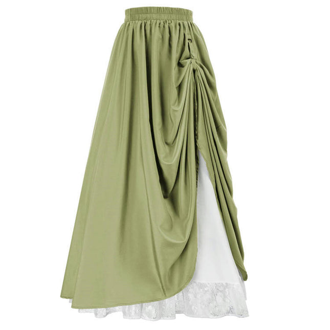 High Waist Maxi Long Skirt for Women Double Layered Renaissance Skirts