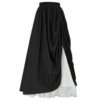 High Waist Maxi Long Skirt for Women Double Layered Renaissance Skirts
