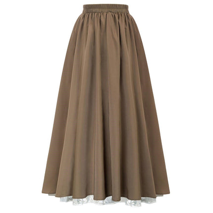 High Waist Maxi Long Skirt for Women Double Layered Renaissance Skirts