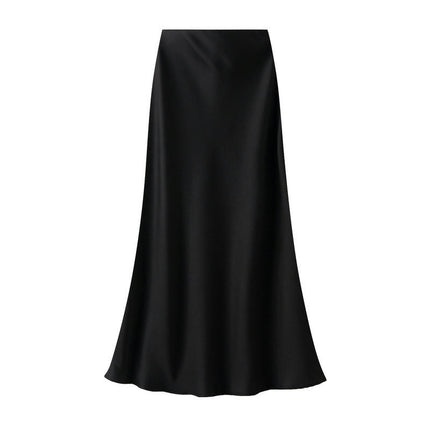 Women's Satin High Waisted Maxi Skirt A-Line Casual Long Skirts