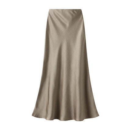 Women's Satin High Waisted Maxi Skirt A-Line Casual Long Skirts