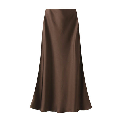 Women's Satin High Waisted Maxi Skirt A-Line Casual Long Skirts