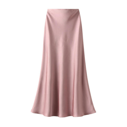 Women's Satin High Waisted Maxi Skirt A-Line Casual Long Skirts