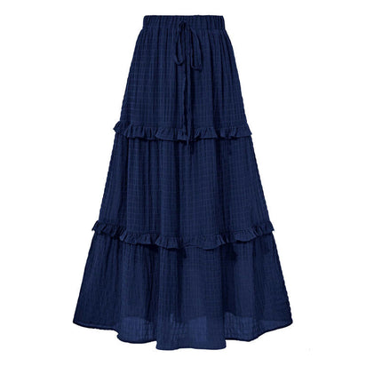Women's Summer Flowy Boho Maxi Skirt High Waist Tiered A Line Ruffle Long Skirts