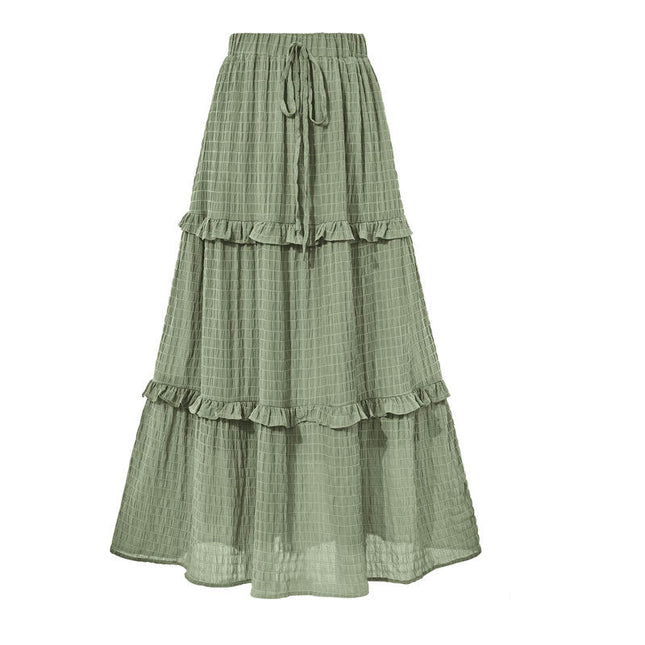Women's Summer Flowy Boho Maxi Skirt High Waist Tiered A Line Ruffle Long Skirts