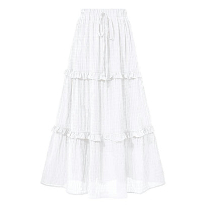 Women's Summer Flowy Boho Maxi Skirt High Waist Tiered A Line Ruffle Long Skirts
