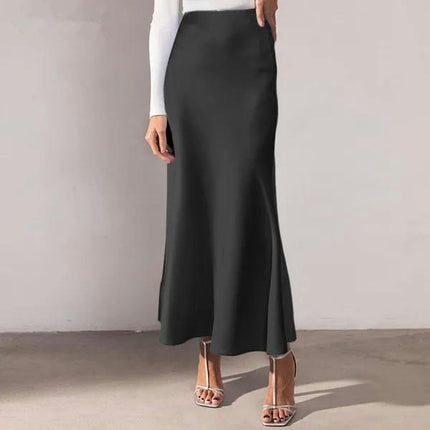 Women's Satin Skirt Elegant High Waist Cocktail Party Wedding Maxi Skirts