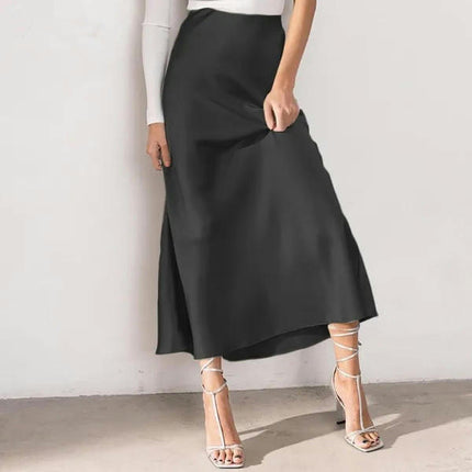 Women's Satin Skirt Elegant High Waist Cocktail Party Wedding Maxi Skirts