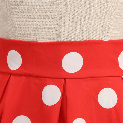 Women Vintage Polka Dot A Line Pleated Midi Skirt Cocktail Swing Skirt High Waist Flared Skirt