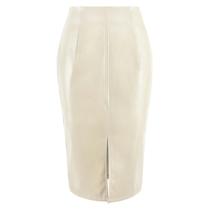 Women's Faux Leather Pencil Skirt High Waist Bodycon Split Midi Skirt