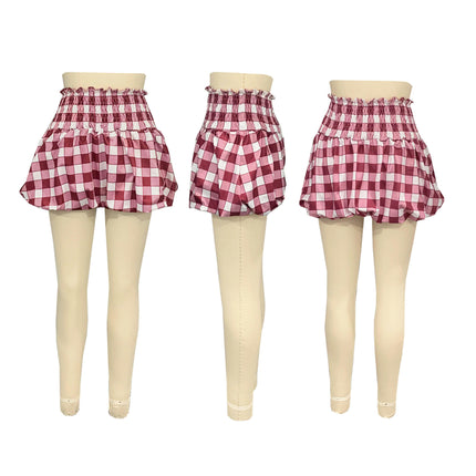 Women Bubble Skirt High Waist Ruffle Flared Mini Skirts Pleated Balloon Skirts