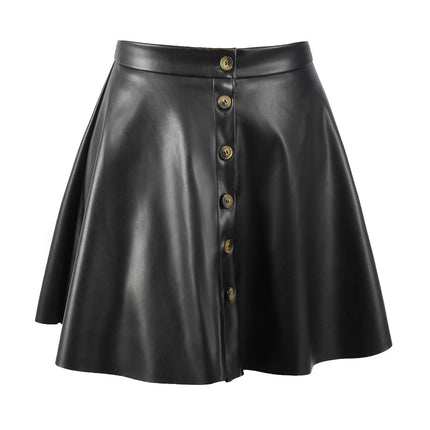 Women's Faux Leather Mini Skirt High Waisted Pleated A Line Short Skirt