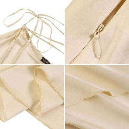 Women's Satin High Waist Long Skirts Elegant Cocktail Party Flowy A-Line Maxi Skirt