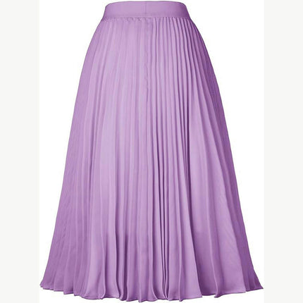 Womens Chiffon High Waist Pleated Skirt A-Line Swing Midi Skirts