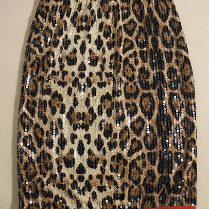 Women's Sequin Leopard Print Short Skirt Low Waisted Bodycon Mini Skirts