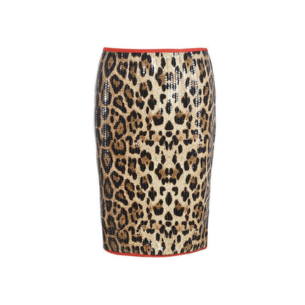 Women's Sequin Leopard Print Short Skirt Low Waisted Bodycon Mini Skirts