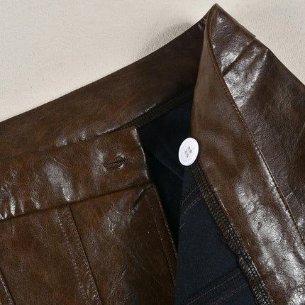 Women Faux Leather Mini Skirt Asymmetric Bodycon Sexy Short Skirt