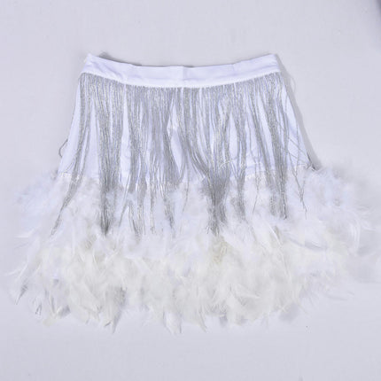Women's Fringe Skirt High Waist Feather Bodycon Mini Skirts