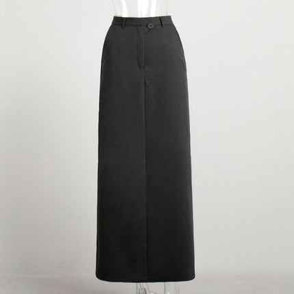 Women High Waisted Maxi Skirt Summer Slim Business Casual Pocket Long Skirts with Slit