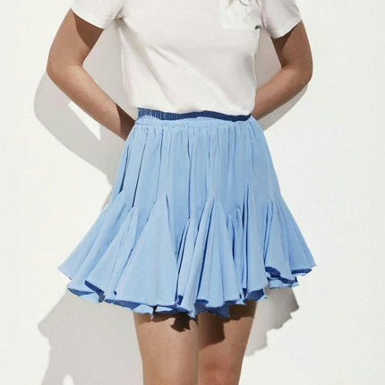 Mini Skirt for Women Pleated High Waist Ruffle Skater Short Skirt