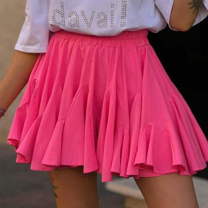 Mini Skirt for Women Pleated High Waist Ruffle Skater Short Skirt