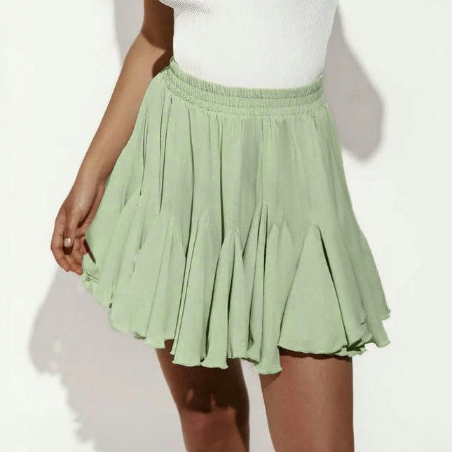 Mini Skirt for Women Pleated High Waist Ruffle Skater Short Skirt