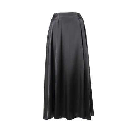 Women's Elegant Long Skirt Fashion High Waist A-Line Satin Skirts