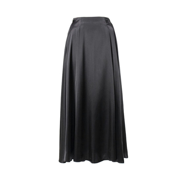 Women's Elegant Long Skirt Fashion High Waist A-Line Satin Skirts