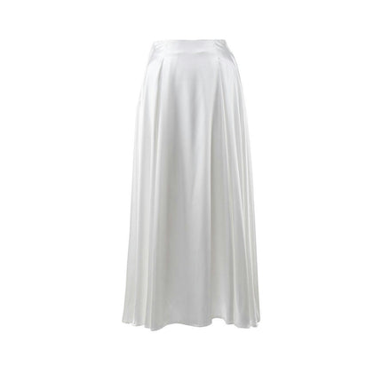 Women's Elegant Long Skirt Fashion High Waist A-Line Satin Skirts