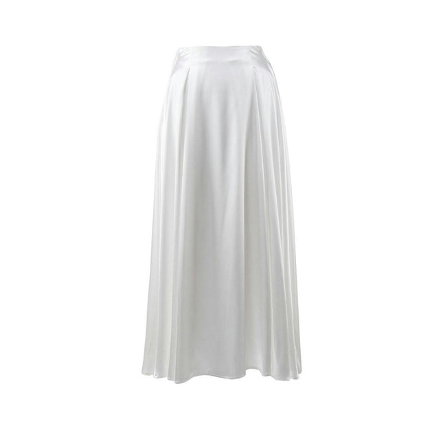 Women's Elegant Long Skirt Fashion High Waist A-Line Satin Skirts