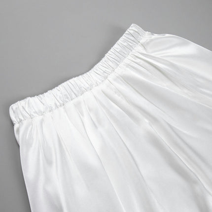 Women's Elegant Long Skirt Fashion High Waist A-Line Satin Skirts