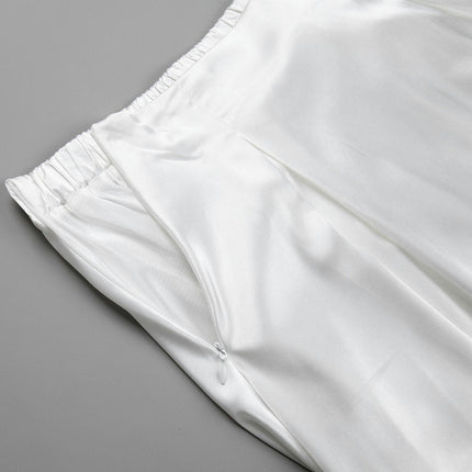 Women's Elegant Long Skirt Fashion High Waist A-Line Satin Skirts