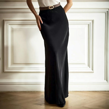 Maxi Satin Skirts for Women High Waisted Elegant A-line Long Skirts