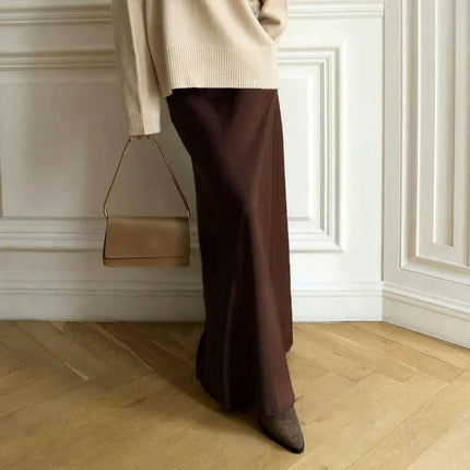 Maxi Satin Skirts for Women High Waisted Elegant A-line Long Skirts