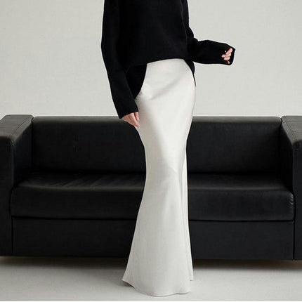 Maxi Satin Skirts for Women High Waisted Elegant A-line Long Skirts