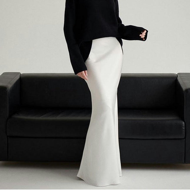 Maxi Satin Skirts for Women High Waisted Elegant A-line Long Skirts