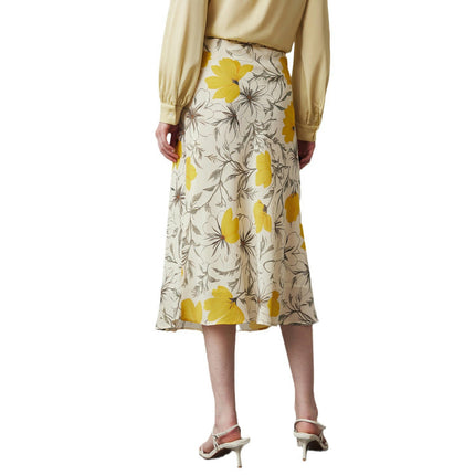 Womens Floral Print Skirt High Waist Silk Skirt Casual Mid-Length A Link Skirts