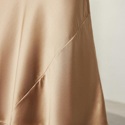 Womens Satin High Waisted Silk Midi Skirts Casual A line Skirt