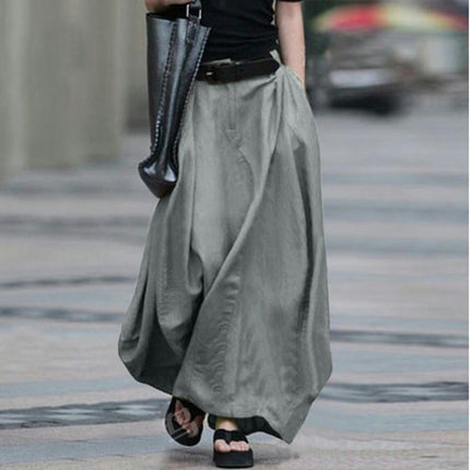 Women's Casual A-Line Skirt High Waist Maxi Skirts with Pockets