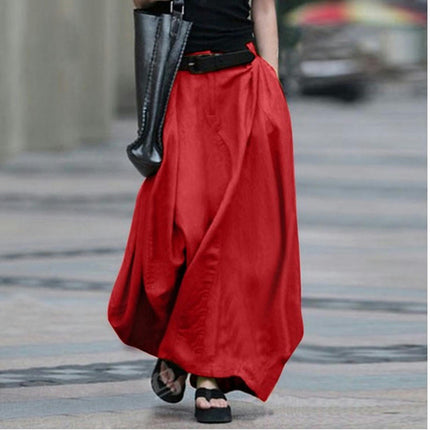 Women's Casual A-Line Skirt High Waist Maxi Skirts with Pockets