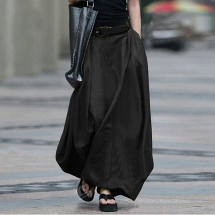 Women's Casual A-Line Skirt High Waist Maxi Skirts with Pockets