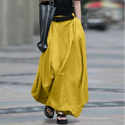 Women's Casual A-Line Skirt High Waist Maxi Skirts with Pockets