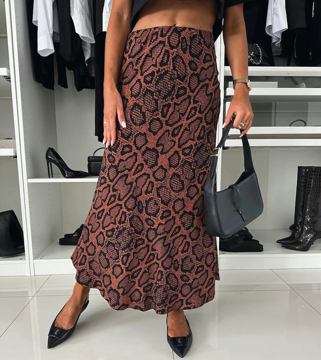 Women's Casual Print Maxi Skirt High Waisted Bodycon A-Line Long Skirts