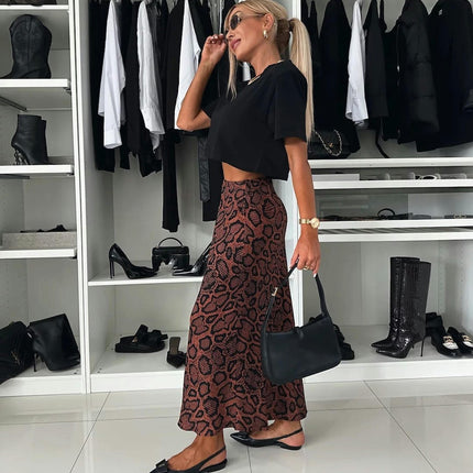 Women's Casual Print Maxi Skirt High Waisted Bodycon A-Line Long Skirts