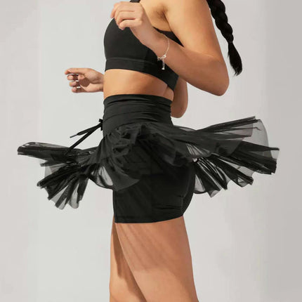 Women's High Waisted Pleated Skirt Ruffle Tennis Skirts with Shorts Pockets