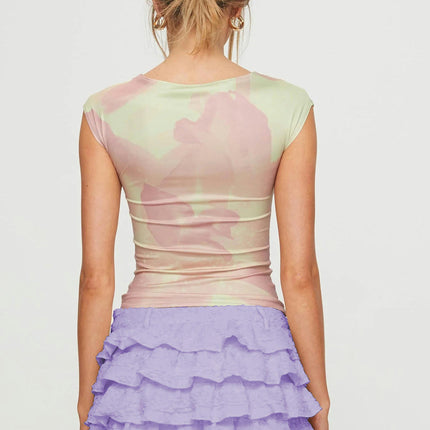 Women Ruffle Layered Mini Skirts Low Waist A Line Boho Short Skirt