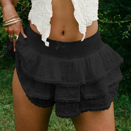 Women Cute Layered Ruffle Mini Skirt High Waisted Flare Short Skirts