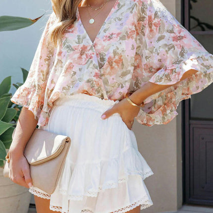 Womens Flowy Ruffle Layered Short Skirt High Waist Pleated Going Out Mini Skirt