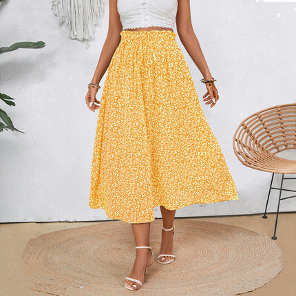Women's Skirts High Elastic Waisted Casual Floral Midi Skirts with Pockets